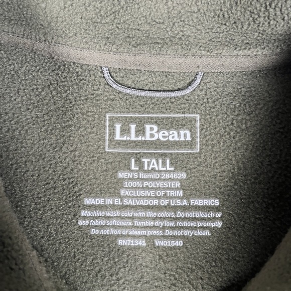 LL Bean Vest Mens L -Tall Green Full Zip Polartec Fleece Zipped Pockets-EUC - Picture 3 of 9